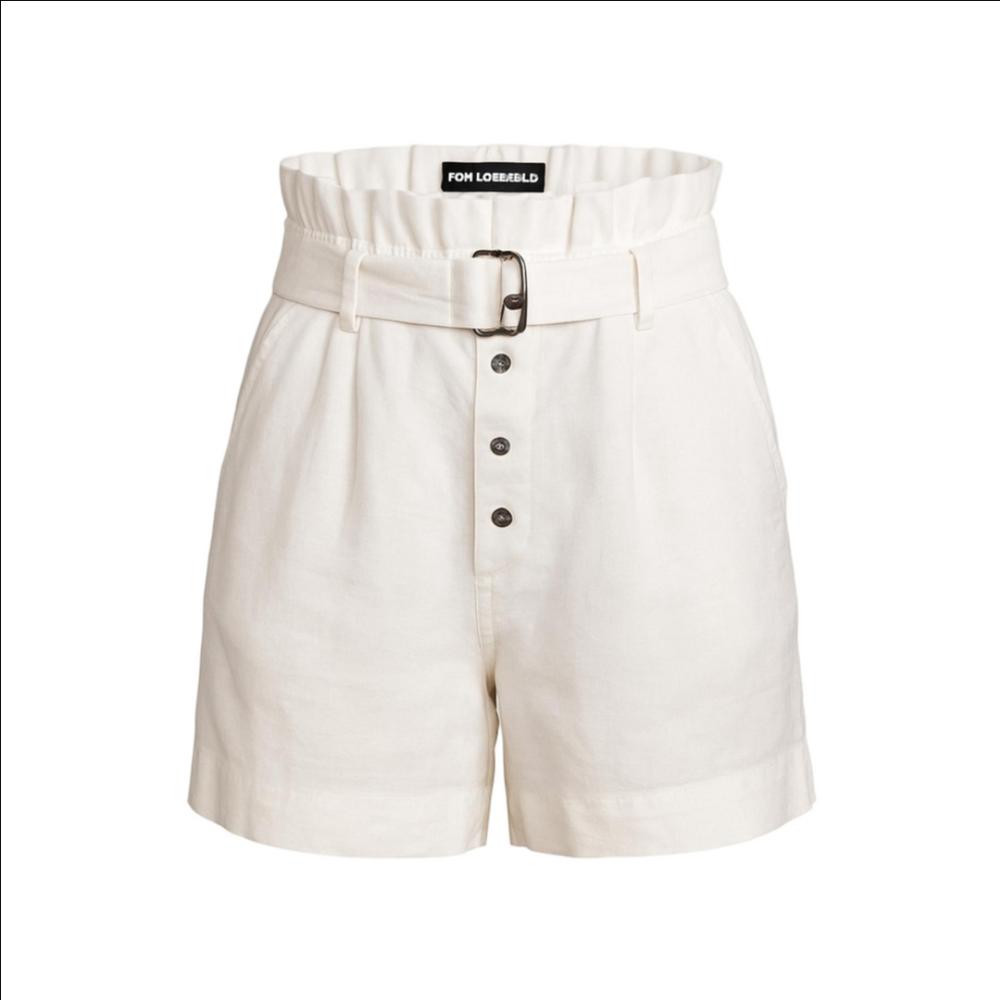 Karl Lagerfeld White Linen Dress Shorts Size 12